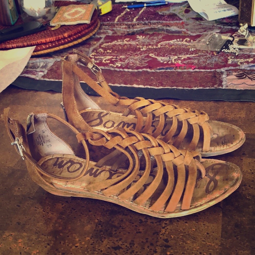 Sam Edelman brown suede sandals 6.5 worm once !